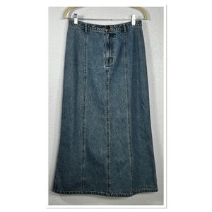 Eddie Bauer Blue Long Maxi Denim Jean Skirt Sz 6 100% Cotton Prairie Cottage